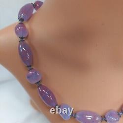 Vintage Art Glass Pink/Violet/Blue Knotted necklace
