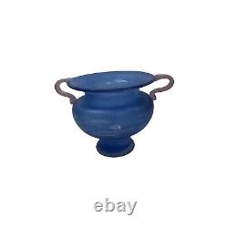 Vintage Art Glass Scavo Corroso Blue And Pink Large 8.5 Vase