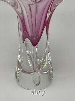 Vintage Art Glass Vase Pink Sommerso Mid Century 13 Abstract