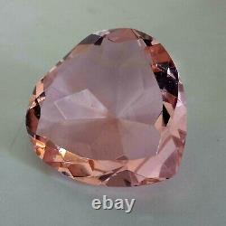 Vintage Art Heart Glass Sculpture Crystal Diamond Double Love Handmade Pink 8 cm