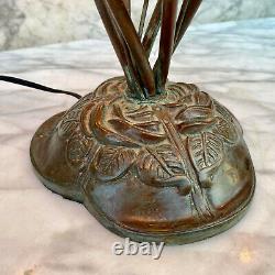 Vintage Art Nouveau Stained Glass Glass Tulip Floral Shade Table Lamp