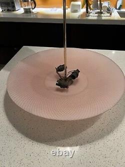 Vintage Art deco pink glass and gilded brass pendant ceiling light