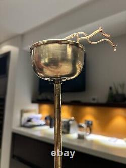 Vintage Art deco pink glass and gilded brass pendant ceiling light