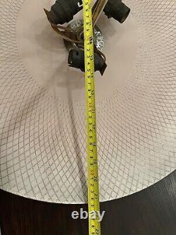 Vintage Art deco pink glass and gilded brass pendant ceiling light