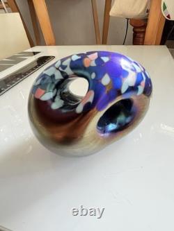 Vintage Australian 1989 Iridescent studio glass paper weight by Chuck Simpson