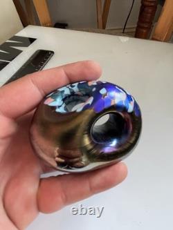 Vintage Australian 1989 Iridescent studio glass paper weight by Chuck Simpson