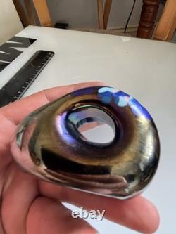 Vintage Australian 1989 Iridescent studio glass paper weight by Chuck Simpson