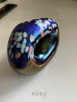Vintage Australian 1989 Iridescent studio glass paper weight by Chuck Simpson