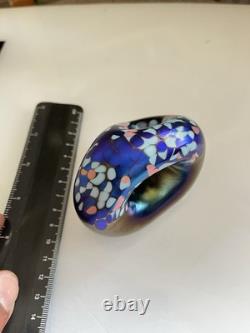 Vintage Australian 1989 Iridescent studio glass paper weight by Chuck Simpson