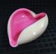Vintage Barbini Murano Art Glass Pink Heart Bowl Gold Fleck Trinket Tray Ashtray