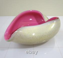 Vintage Barbini Murano Art Glass Pink Heart Bowl Gold Fleck Trinket Tray Ashtray