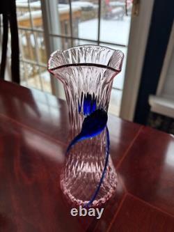 Vintage Beautiful Kralik Tadpole Pink And Blue Art Glass Vase 8-½ High