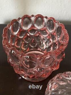 Vintage Beautiful Pink Art Glass Candy Jar, LE Smith Fenton Fostoria