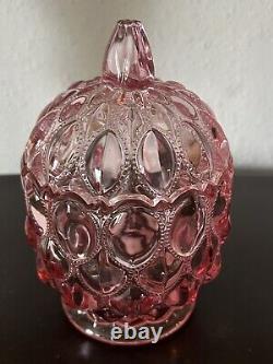 Vintage Beautiful Pink Art Glass Candy Jar, LE Smith Fenton Fostoria