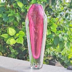 Vintage Beranek Ladislav Palecek Sommerso Pink Bubble 12 Art Glass Vase