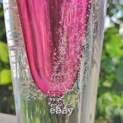 Vintage Beranek Ladislav Palecek Sommerso Pink Bubble 12 Art Glass Vase