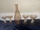 Vintage Bimini Style Pink Art Glass Mermaid Decanter & 4 Stemmed Glasses Set