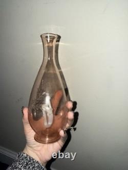 Vintage Bimini Style Pink Art Glass Mermaid Decanter & 4 Stemmed Glasses Set