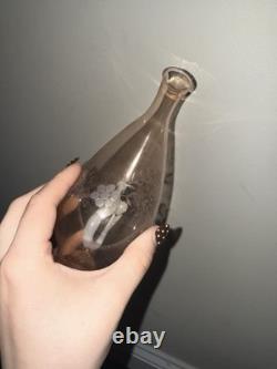 Vintage Bimini Style Pink Art Glass Mermaid Decanter & 4 Stemmed Glasses Set