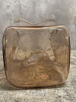 Vintage Blenko Handmade Glass 8412L & 8413S Bag Vases in Rare Apricot