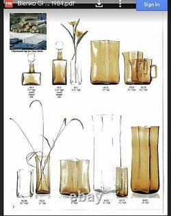 Vintage Blenko Handmade Glass 8412L & 8413S Bag Vases in Rare Apricot