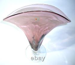 Vintage Blenko Handmade Large 12 Fan Vase Art Glass, Amethyst/Smoky Rose, Rare