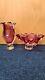 Vintage Bohemia Josef Hospodka Art Glass Bowl 1960s Heavy Cranberry Dish and Vas