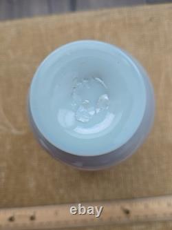 Vintage Bohemian Fireglow Art Glass Vase Pink Lined Top w Light Opaque Greyish