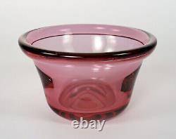 Vintage Chet Cole Pink American Studio Glass Bowl with Turned Rim Signed