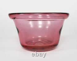 Vintage Chet Cole Pink American Studio Glass Bowl with Turned Rim Signed