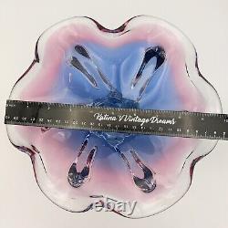 Vintage Chribska Art Glass Bowl Josef Hospodka Pink Purple Mid Century 1960s