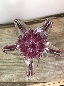 Vintage Chribska Bohemian Cranberry Pink Glass Vase By Josef Hospodka