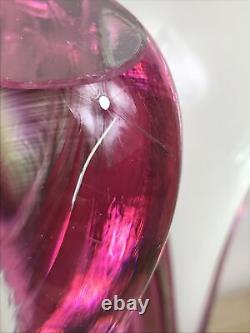 Vintage Chribska Bohemian Cranberry Pink Glass Vase By Josef Hospodka