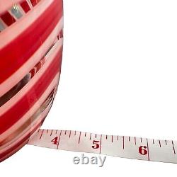 Vintage Czech Bohemian Hand Blown Art Glass Pulled Feather Statement Vase Red