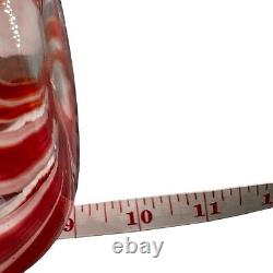 Vintage Czech Bohemian Hand Blown Art Glass Pulled Feather Statement Vase Red