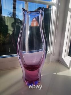 Vintage Czech Zelezny Brod Sklo ZBS Neodymium Art Glass Vase By M. Klinger C60's