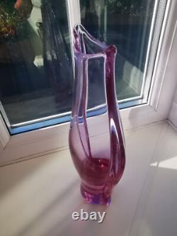 Vintage Czech Zelezny Brod Sklo ZBS Neodymium Art Glass Vase By M. Klinger C60's