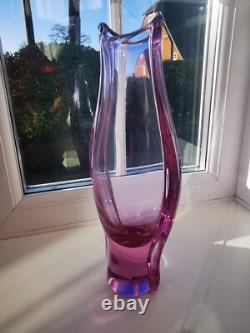 Vintage Czech Zelezny Brod Sklo ZBS Neodymium Art Glass Vase By M. Klinger C60's