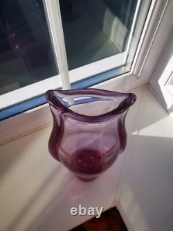Vintage Czech Zelezny Brod Sklo ZBS Neodymium Art Glass Vase By M. Klinger C60's