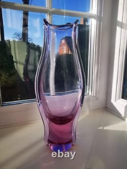 Vintage Czech Zelezny Brod Sklo ZBS Neodymium Art Glass Vase By M. Klinger C60's