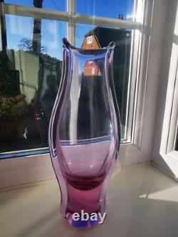 Vintage Czech Zelezny Brod Sklo ZBS Neodymium Art Glass Vase By M. Klinger C60's