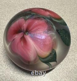 Vintage DAVID LOTTON STUDIO ART GLASS Two Pink Flowers SIGNED/DATED 1983 bin 5
