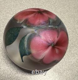 Vintage DAVID LOTTON STUDIO ART GLASS Two Pink Flowers SIGNED/DATED 1983 bin 5