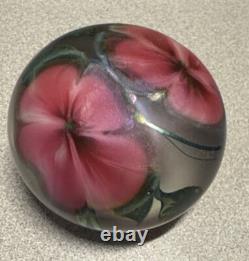 Vintage DAVID LOTTON STUDIO ART GLASS Two Pink Flowers SIGNED/DATED 1983 bin 5