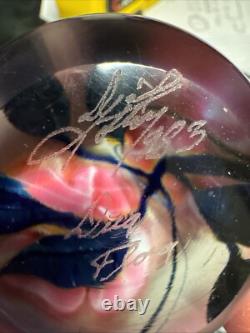 Vintage DAVID LOTTON STUDIO ART GLASS Two Pink Flowers SIGNED/DATED 1983 bin 5