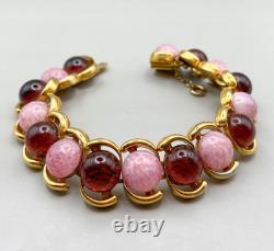 Vintage D'Orlan Purple and Pink Art Glass Link Bracelet Numbered 1970-s