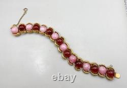 Vintage D'Orlan Purple and Pink Art Glass Link Bracelet Numbered 1970-s