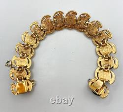 Vintage D'Orlan Purple and Pink Art Glass Link Bracelet Numbered 1970-s