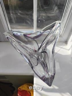 Vintage Dutch Maastricht M. Verboeket UnSigned Pink, Purple, Clear Art Glass Bowl
