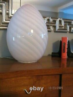 Vintage EGG maestri Murano Vetri Italian Art Glass Pink Swirl Table Lamp 18 H